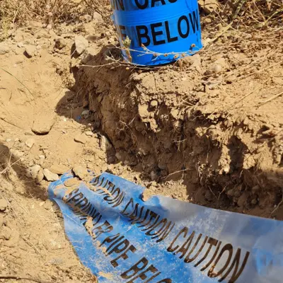 PROSOLVE UNDERGROUND WARNING TAPE (SPRINKLER PIPE) 150MM X 365M - BLUE