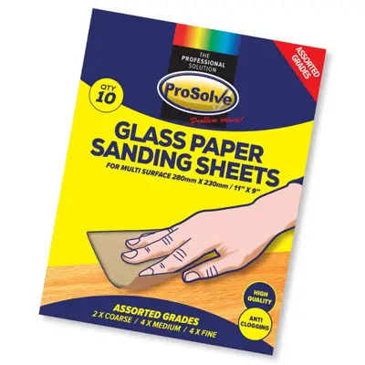 ProSolve Assorted Glass Sand Paper Sheets 9x11" (Box Qty: 20)