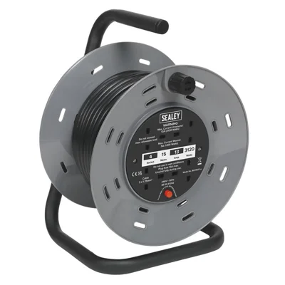 Sealey 15m Extension Cable Reel with Thermal Trip - 4 x 230V
