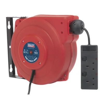 Sealey 15m Retractable Cable Reel - 2 x 230V