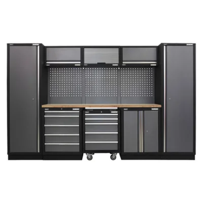 Sealey Superline Pro 3.2m Modular Storage System With Wood Worktop