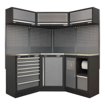Sealey Superline Pro 1.6m Corner Modular Storage System - Stainless Steel