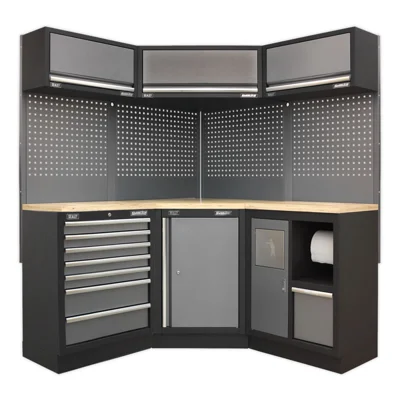 Sealey Superline Pro 1.6m Corner Modular Storage System - Wood Worktop