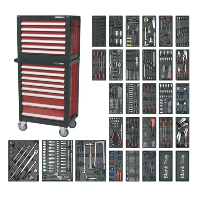 Sealey Premier Topchest &amp; Rollcab Combination 14 Drawer With 1233pc Tool Kit